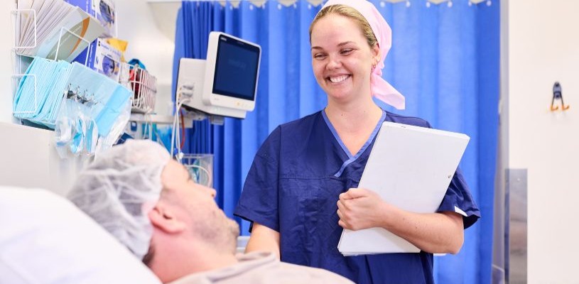 Nurse caring for a patient at Kawana Private Hospital in Birtinya, Sunshine Coast